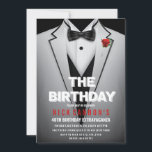 Invitation TOUT ÂGE - Fête d'anniversaire masculin Tuxedo Inv<br><div class="desc">White Tuxedo Formel Événement Cravate noire Anniversaire Invitation</div>