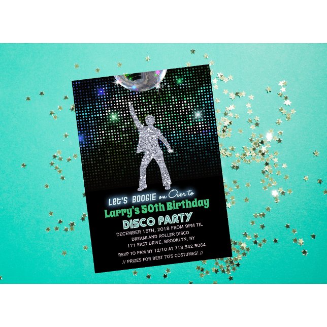 Invitation TOUT ÂGE - Fête d'anniversaire rétro disco (Créateur téléchargé)