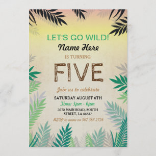 Invitation TOUT ÂGE Jungle Anniversaire Fête Safari ZOO Invit
