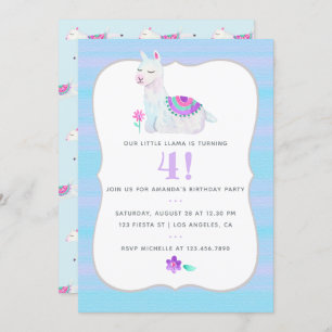 Invitation Tout âge Llama Anniversaire de enfant Party Invita