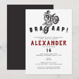 Invitation Tout âge Motocross Dirt Vélo Supercross Anniversai