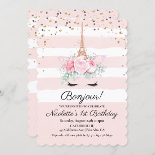 Invitation TOUT ÂGE - Paris Unicorn Floral Anniversaire Invit