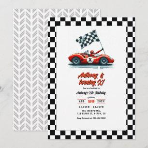 Invitation Tout âge Personnalisable Voiture de course Anniver