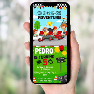 Invitation Tout Age Race Car Thème Anniversaire fête