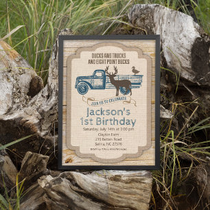 Invitation TOUT AGE Rustic Deer Camion Boy Anniversaire Invit