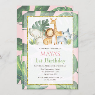 Invitation TOUT ÂGE - Safari Animaux Jungle Animaux Anniversa