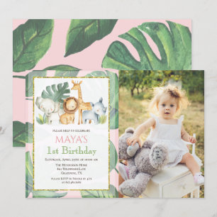 Invitation TOUT ÂGE - Safari Animaux Jungle Photo Anniversair