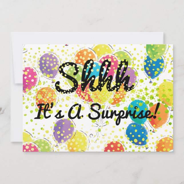 Invitation Tout âge Surprise Anniversaire Fête Balloons Confe (Devant)