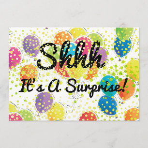 Invitation Tout âge Surprise Anniversaire Fête Balloons Confe