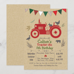 Invitation TOUT ÂGE - Tracteur Animaux de ferme Anniversaire