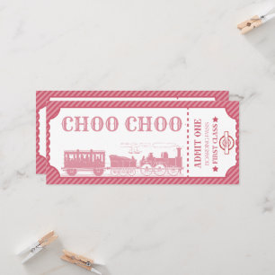 Invitation Tout âge train thème fille anniversaire