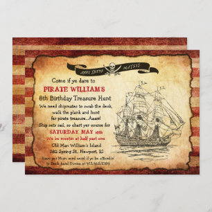 Invitation TOUT ÂGE - Vintage Pirate Anniversaire Fête Invita