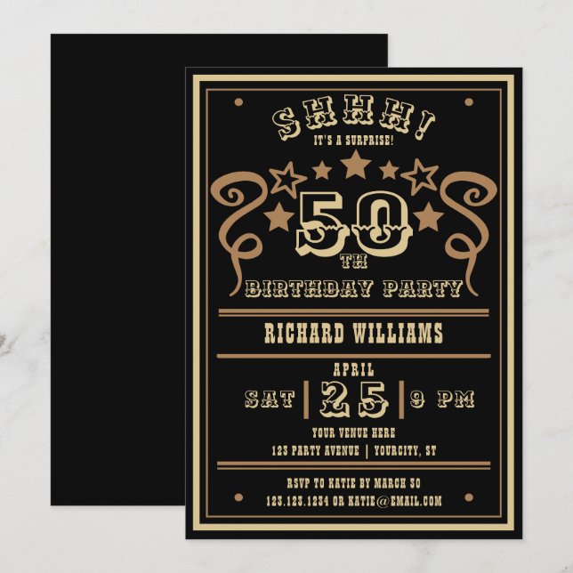 Invitation Tout âge Vintage Whiskey Thème Surprise Anniversai (Devant / Derrière)