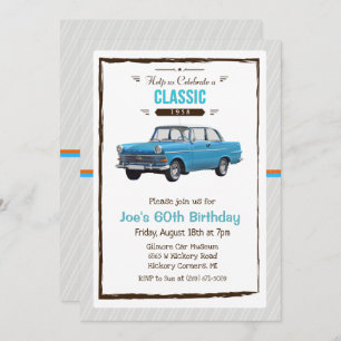 Invitation TOUT ÂGE - Voiture classique Vintage Anniversaire