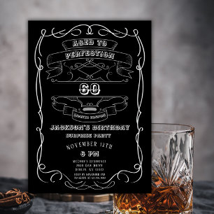 Invitation Tout âge Whiskey Étiquette 60 Adulte fête d'annive