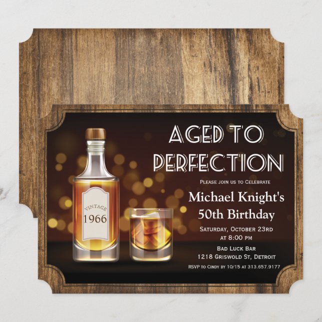 Invitation TOUT ÂGE - Whisky d'anniversaire vieilli à la perf (Devant / Derrière)