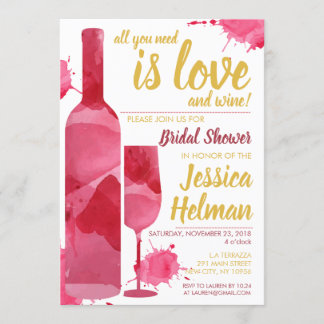 Invitation Tout amour vin Plash aquarelle enterrement de vie