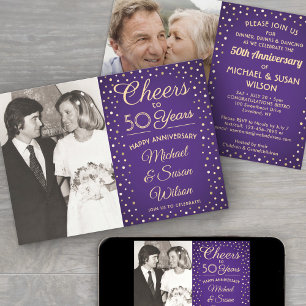 Invitation TOUT Anniversaire 2 Photo Acclamations Fête Violet