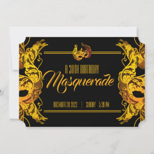 Invitation TOUT Billet MASQUERADE D'ANNIVERSAIRE D'OR AGE