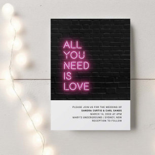 Invitation Tout ce dont vous avez besoin est amour Neon Llow