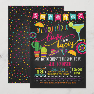 Invitation Tout ce dont vous avez besoin est Amour & Tacos In