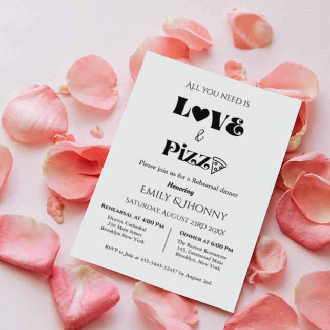 Invitation Tout ce dont vous avez besoin est l'amour & Pizza  (Créateur téléchargé)