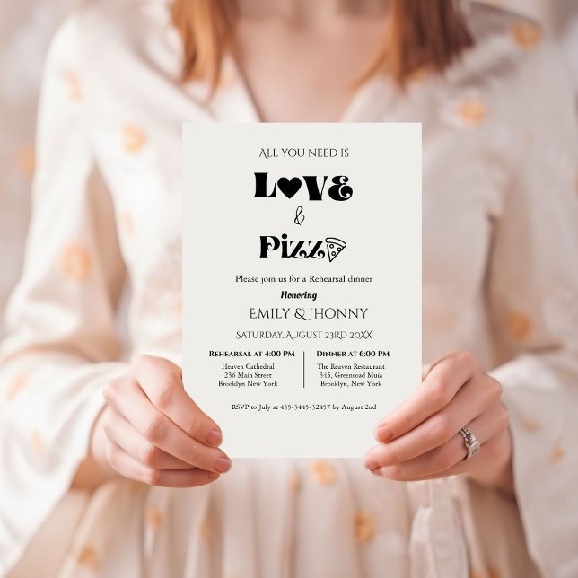 Invitation Tout ce dont vous avez besoin est l'amour & Pizza  (Créateur téléchargé)