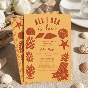 Invitation Tout ce que je vois est l'amour Art corail bohème