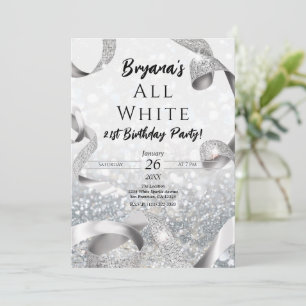 Invitation Tout ce qui brille Fête d'anniversaire argent et b