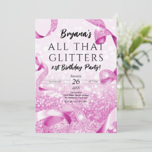 Invitation Tout ce qui brille Fête d'anniversaire rose scinti