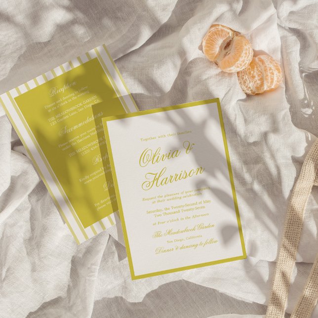 Invitation Tout Compris Citron Jaune Ancien Argent (Créateur téléchargé)