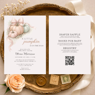 Invitation Tout dans un petit noeud rose de bébé citrouille B