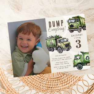 Invitation Tout déverser ! Enfants de camion à ordures Photo
