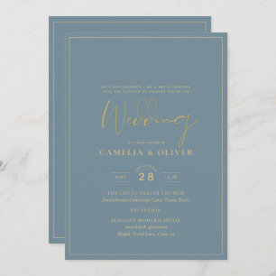 Invitation Tout-en-1 Elégant verre de mer Turquoise Mariage o