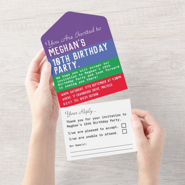 Invitation Tout En Un 10e fête d'anniversaire tout en un (Déchirure)