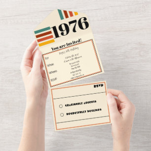 Invitation Tout En Un 1976 Poster vintage rétro 50e anniversaire Noir