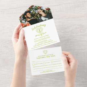 Invitation Tout En Un 1ère photo d'anniversaire de mariage au péridot av