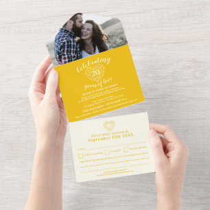 Invitation Tout En Un 20e anniversaire de mariage Noces de Diamant Répon