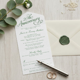 Invitation Tout En Un 20e anniversaire du Mariage émeraude