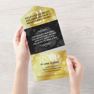 Invitation Tout En Un 21ème anniversaire de Mariage en laiton