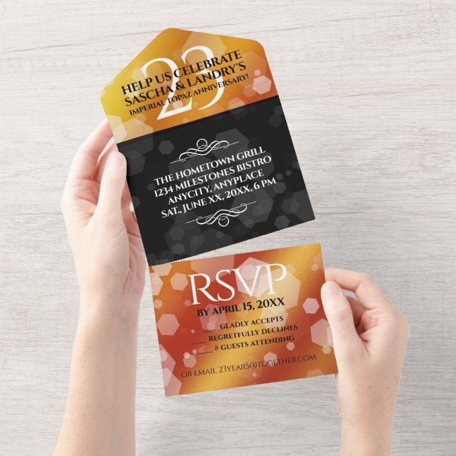 Invitation Tout En Un 23e anniversaire de Mariage de Topaz impérial (Déchirure)