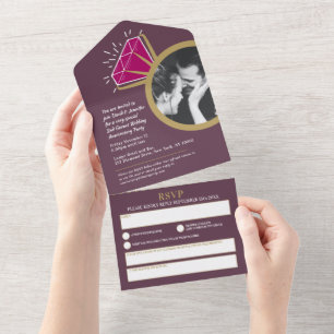 Invitation Tout En Un 2e anniversaire mariage de grenat bague éternelle