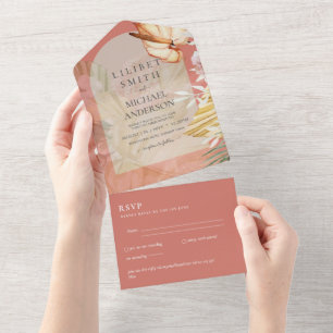 Invitation Tout En Un 3in1 Boho Pampas Mariage en herbe RSVP