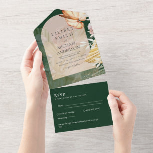 Invitation Tout En Un 3in1 Boho Pampas Mariage en herbe RSVP