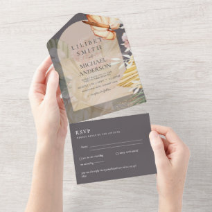Invitation Tout En Un 3in1 Boho Pampas Mariage en herbe RSVP