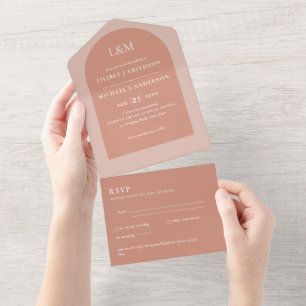 Invitation Tout En Un 3in1 Typographie moderne Arch Colorways Mariage RS