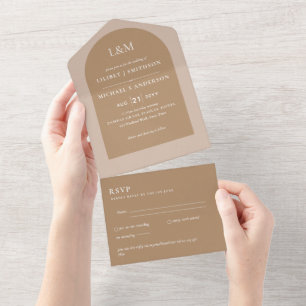 Invitation Tout En Un 3in1 Typographie moderne Arch Colorways Mariage RS