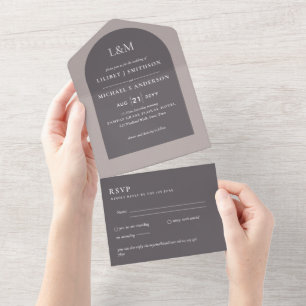 Invitation Tout En Un 3in1 Typographie moderne Arch Colorways Mariage RS