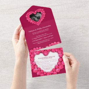 Invitation Tout En Un 40e anniversaire de mariage rubis sans enveloppe