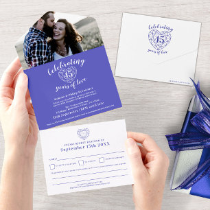 Invitation Tout En Un 45e anniversaire du mariage Sapphire RSVP photo bl